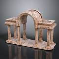 Classical Entrance Gate With Arch Design Stone Columns And Ornate Pedestals Details