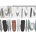 Various Design Wall Mounted Urinals With Colorful Partitions In Bathroom Setup