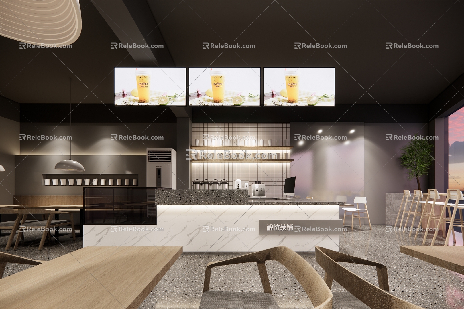 Modern Milk Tea Shop 3d model