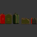 Vintage Fuel Cans In Red Green Brown And Olive Colors For