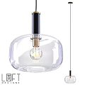 Modern Transparent Glass Shade Pendant Light With Black Gold Accents And Bulb