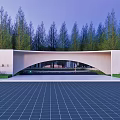 Scenic Wall Landscape Design With Greenery Water Feature And Courtyard Paving