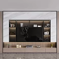 Modern TV Wall Design With Marble Panel Wooden Shelves Books And Decorative Items