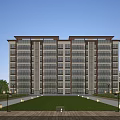 Modern Multi Story Residential Building With Glass Windows Lawn And Trees