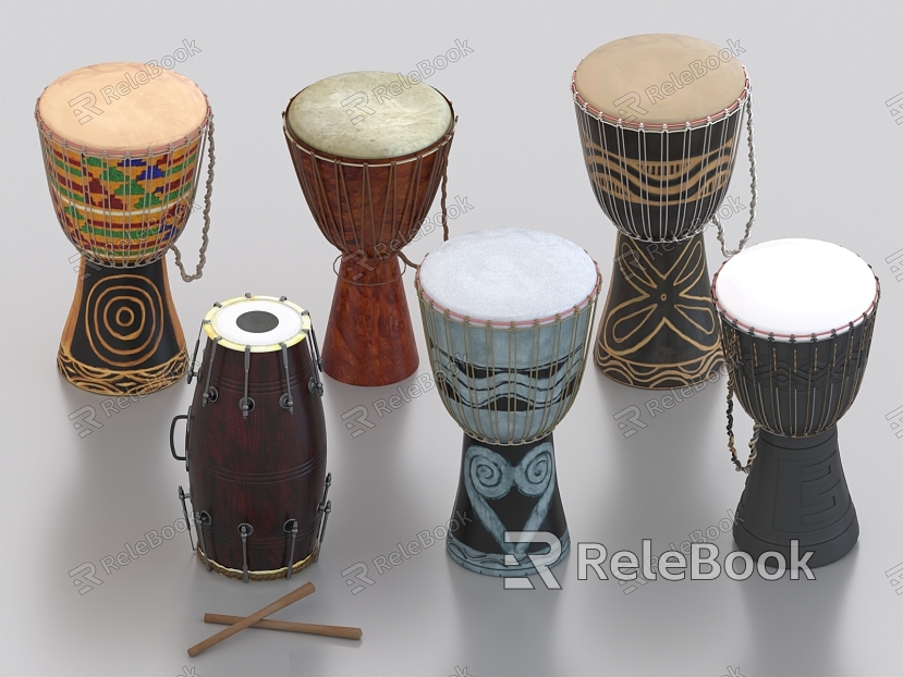 Chinese Drum Waist Drum Big Drum Gong Drum War Drum Board Drum Book Drum Musical Instruments model