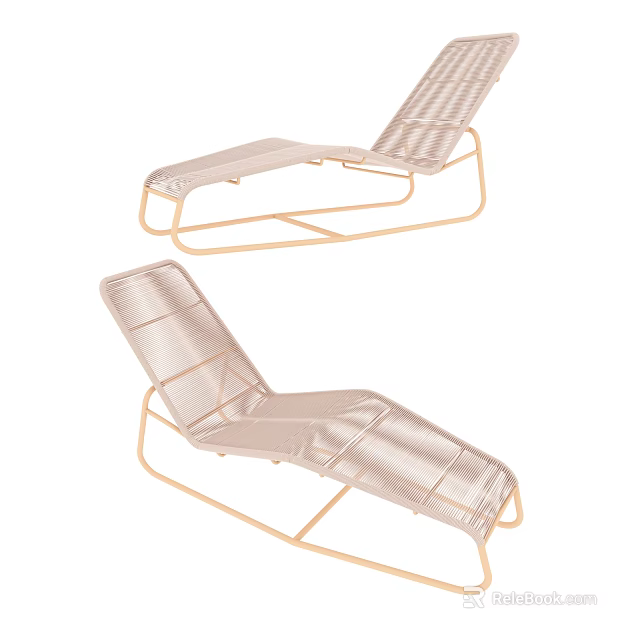 Modern Lounge Chair Design With Woven Seat And Metallic Gold Frame 3d model 