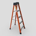 Durable Orange Ladder With Silver Steps Black Top And Non Slip Pads