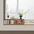 Modern Bookcase Bay Window Bookcase Bay Window Cushion Book Decoration Venetian Blinds 3d model