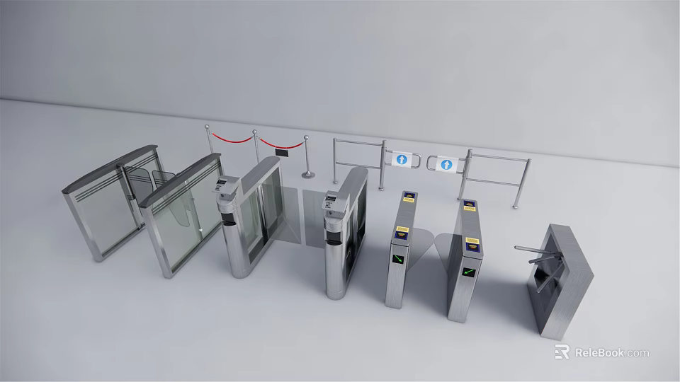 Modern Public Facility Metal Turnstiles For Entrance Security Control In Public Areas 3d model 