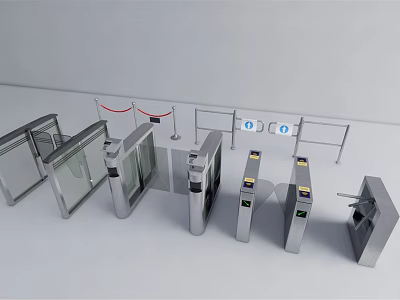 Modern Public Facility Metal Turnstiles For Entrance Security Control In Public Areas 3d model