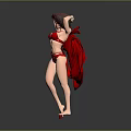 Striking Woman In Red Lingerie With Flowing Red Cape And Elegant Pose