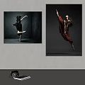 Figure Paintings Featuring Dancers in Black and White and Colorful Dancing Poses for Wall Decor