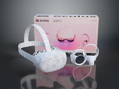 Oculus Quest 2 VR Headset With Controllers And Packaging Box Electronic Device 3d model