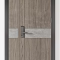 Modern Swing Doors With Wooden Panel Gray Surface And Metal Frame Design 3d model