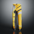 Stylish Casual Pants With Yellow And Gray Geometric Patterns For Daily Wear