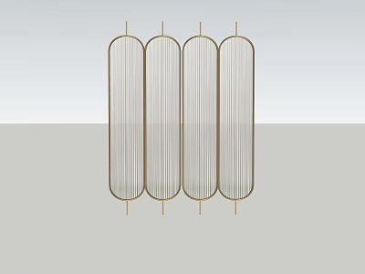 Elegant Modern Screen Design With Gold Metal Frame Vertical Lines And Room Divider 3d model