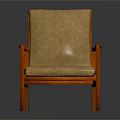 Comfortable Modern Leisure Chair With Wooden Frame Beige Cushion And Armrests Design