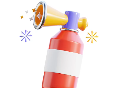 Colorful Red Spray Can With Yellow Purple Nozzle And Decorative Stars Snowflakes 3d model