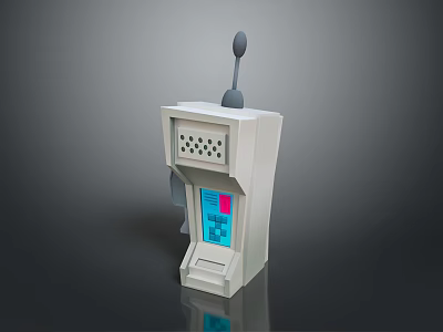 Vintage Computer Device With Antenna Display Screen Control Panel And Buttons 3d model