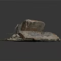 Collapsed Building Ruins With Broken Bricks Rusted Metal Rubble And Debris 3d model
