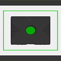 Black PC Case With Green Circular Button On White Box With Green Outline 3d model