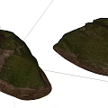 Natural Stone and Wood Decorative Pieces Covered with Green Moss