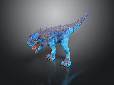 3D Model Character Blue Spiked Dinosaur Fantasy Creature With Fierce Features 3d model
