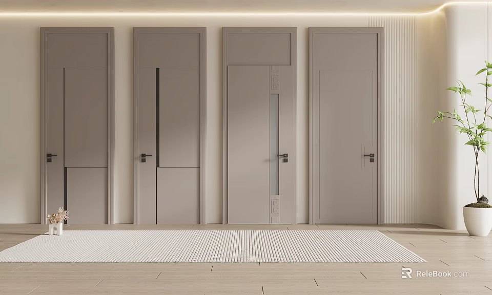 Modern Hinged Doors Design For Contemporary Interior With Glass Panels And Sleek Handles 3d model 