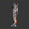 Sci Fi Robot Character With Detailed Red Blue Mechanical Structure And Truck Head