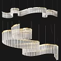 Modern Elegant Crystal Chandelier With Curved Spiral Structure And Layered Glass Lighting