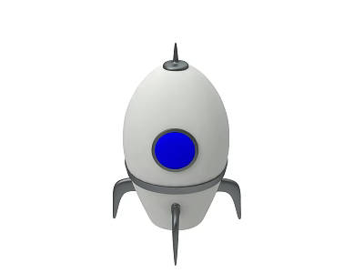 Rocket Shaped Equipment With White Body Blue Circular Window Gray Thrusters And Pointed Top 3d model