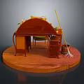Household Items Display With Wooden Dressing Table Chair Mop And Bucket
