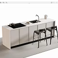 Modern Bar Counter Design With White Countertop Black Bar Stools And Sink
