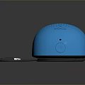 Blue Dome Shaped Computer Speaker With Perforated Design And Audio Cable