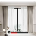 Modern Living Room Curtains With Sheer Panels And Grey Drapes By Large Window