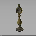 Antique Golden Brass Candlestick Featuring Round Top And Ornate Base Design