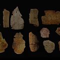 Decorative Ornament Set Of Ancient Collectible Stone Fragments With Inscriptions And Carvings