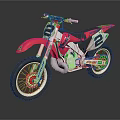 Pink and White Off Road Motorcycle With Number 2 Stylish Design And Large Tires