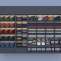 Quality Fabric Display Shelves With Various Colored Textiles And Craftsmanship Design 3d model