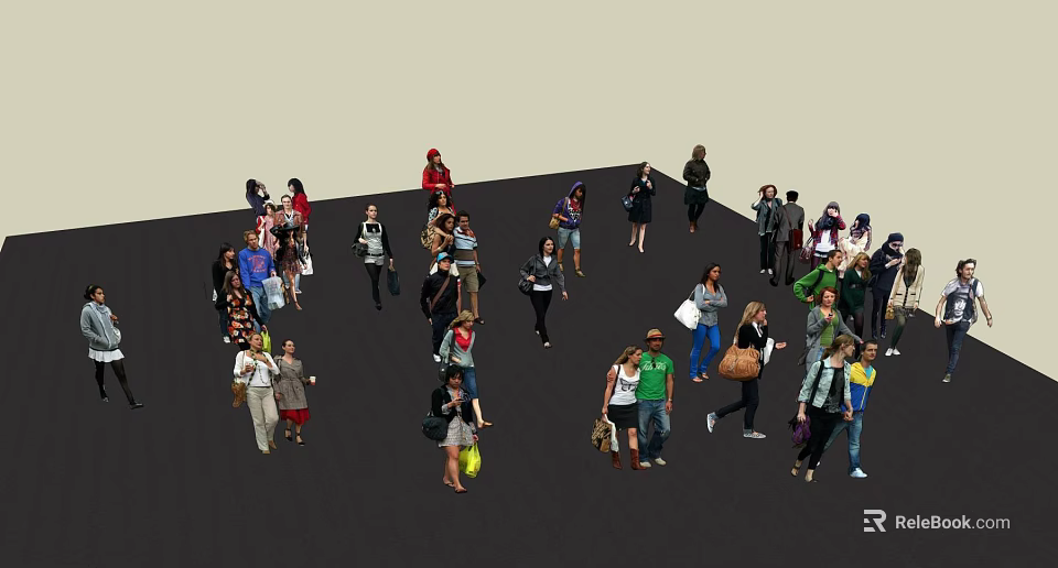 Crowd Of Diverse People In Public Space 3d model 