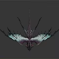 Mythical Dragon With Purple Silver Scales Spreading Wings On White Surface