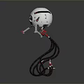White And Red Mechanical Game Movie Character With Tentacle Limbs And Geometric Head