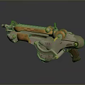 Sci Fi Weapon with Copper And Silver Metallic Finish Mechanical Structure Design Futuristic Details
