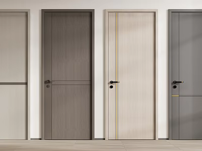 Modern Interior Hinged Doors With Various Colors And Wooden Textures 3d model
