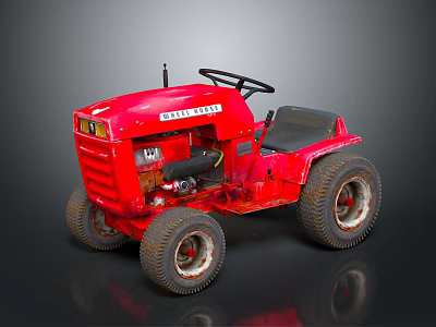 Vintage Red CASE Tractor With Black Seat Steering Wheel And Worn Tires 3d model