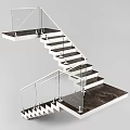 Modern Floating Staircase Design With Glass Railing And Marble Steps 3d model