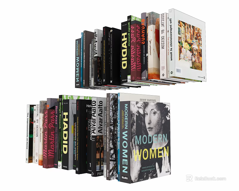 Colorful Stacked Books And Magazines Featuring Modern Women Title And Diverse Covers 3d model 