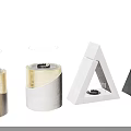 Modern Fireplace Design With Decorative Wooden Concrete Candle Holders And Burning Candles