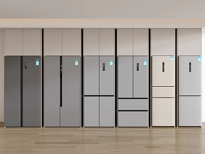 Multiple Refrigerators and Freezers with Different Styles and Colors on 3d model