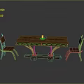 Wooden Dining Table and Chairs Set with Carved Details Unique Curved Base and Candle Holder